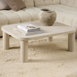 Shelby Wooden Rectangular Coffee Table In Light Travertine