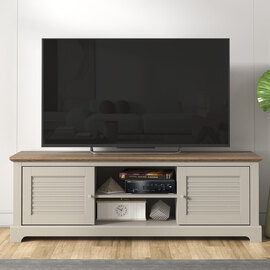 Shelby Wooden TV Stand With 2 Doors In Light Grey