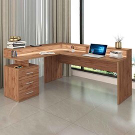 Shelbyville Wooden Corner Laptop Desk In Wotan Oak