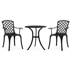 Shelton Cast Aluminium 3 Piece Bistro Set In Black