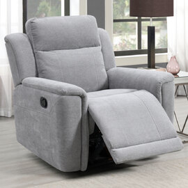 Sheridan Fabric Recliner 1 Seater Sofa In Light Grey
