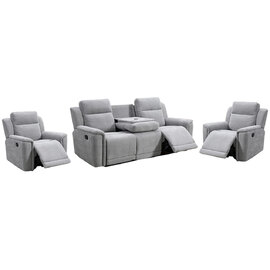 Sheridan Fabric Recliner 3+1+1 Seater Sofa Set In Light Grey