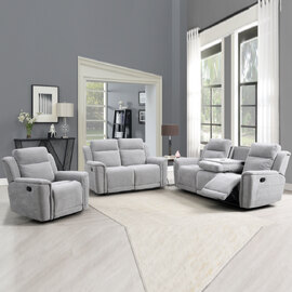 Sheridan Fabric Recliner Sofa Suite In Light Grey