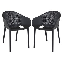 Shipley Outdoor Black Stacking Armchairs In Pair