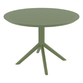 Shipley Outdoor Round Polypropylene Dining Table in Olive Green
