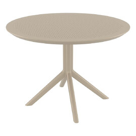 Shipley Outdoor Round Polypropylene Dining Table in Taupe