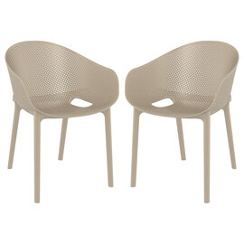 Shipley Outdoor Taupe Stacking Armchairs In Pair
