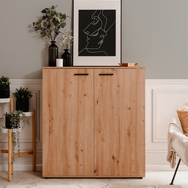 Shelbyville Wooden Shoe Storage Cabinet In Artisan Oak