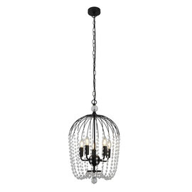 Shower 5 Lights Crystal Shower Ceiling Pendant Light In Black