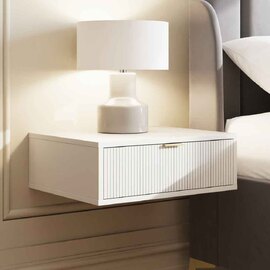 Siara Wooden Wall Mounted Bedside Cabinet with 1 Drawer in White