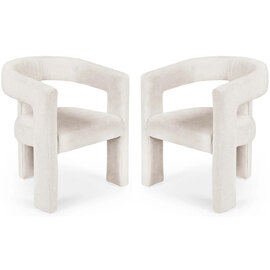 Siena White Fabric Dining Chairs - Pair