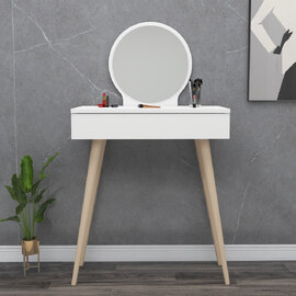 Siena Wooden Dressing Table with Mirror in White