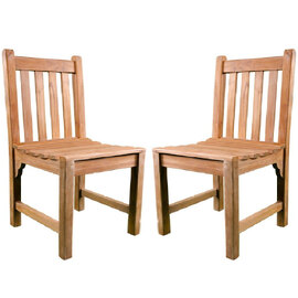 Sierra Teak Wooden Outdoor Side Chairs In Pair