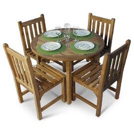 Sierra Wooden Dining Table With 4 Chairs In Teak