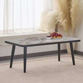 Silverton Marble Effect Tabletop Coffee Table with Black Tapered Legs