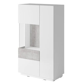 Silvis Gloss Display Cabinet Left In White Concrete Grey And LED