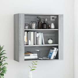 Silvis Wooden Wall Shelving Unit In Grey Sonoma Oak