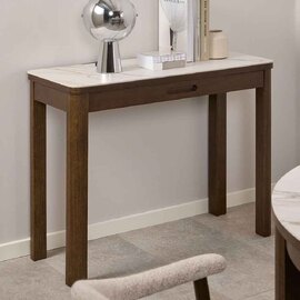 Simcoe Ceramic Top Console Table With 1 Drawer In Smoked Oak