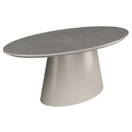 Simpsonville Wooden Oval Coffee Table In Grey Concrete Effect