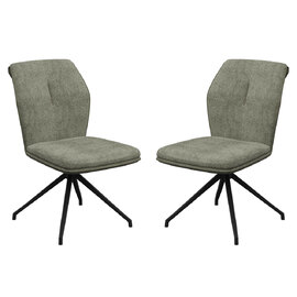 Simsbury Green Fabric Dining Chairs In Pair