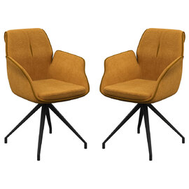 Simsbury Mustard Fabric Dining Armchairs In Pair