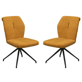 Simsbury Mustard Fabric Dining Chairs In Pair