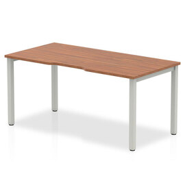 Single Large Laptop Desk In Walnut With Silver Frame