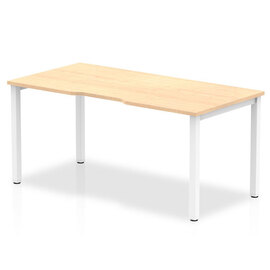 Single Medium Laptop Desk In Maple With White Frame