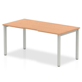 Single Medium Laptop Desk In Oak With Silver Frame