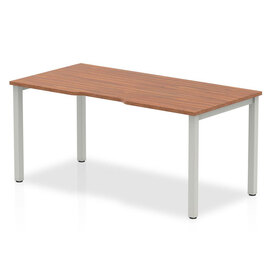 Single Medium Laptop Desk In Walnut With Silver Frame