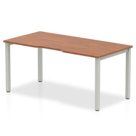 Single Small Laptop Desk In Walnut With Silver Frame