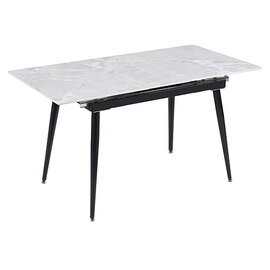 Sion Sintered Ceramic Stone Extending Dining Table In White Effect