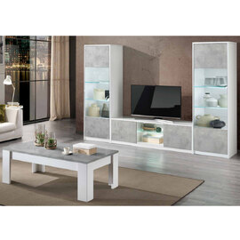 Sion Living Room Set With Coffee Table In White Beton And LED