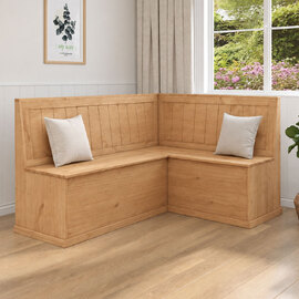 Sireon Small Wooden Corner Dining Bench in Natural