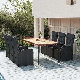 Sitka Poly Rattan 7 Piece Garden Dining Set Large In Black