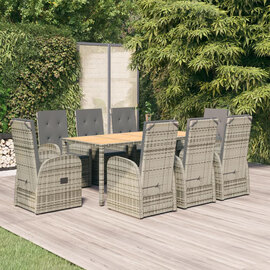 Sitka Poly Rattan 9 Piece Garden Dining Set In Grey