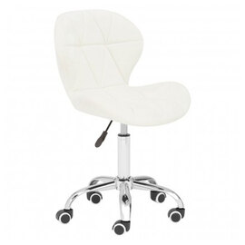 Sitoca Velvet Home And Office Chair In White With Swivel Base