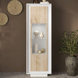 Skokie Wooden Display Cabinet In Matt White And Cadiz With LED