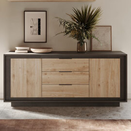 Skokie Wooden Sideboard 2 Doors 3 Drawers In Lava And Cadiz