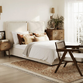 Slane Fabric Double Bed In Ivory