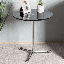 Sloan Black Glass End Table With Steel Base