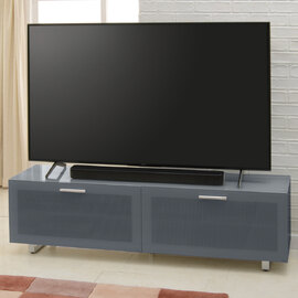 Sofia 1600mm Glass Top TV Stand With 2 Door - Grey High Gloss