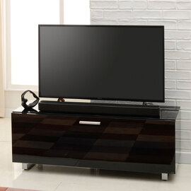 Sofia 1200mm Glass Top TV Stand With 1 Door - Black High Gloss
