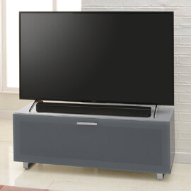 Sofia 1200mm Glass Top TV Stand With 1 Door - Grey High Gloss