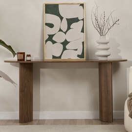 Solea Oval Wooden Console Table In Venezia Walnut