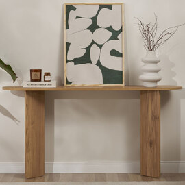 Solea Oval Wooden Console Table In VNT Oak