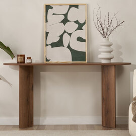 Solea Oval Wooden Console Table In VNT Walnut