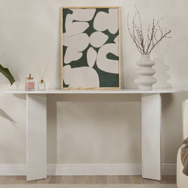 Solea Oval Wooden Console Table In White
