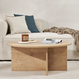Soleva Round Wooden Coffee Table in Sapphire Oak