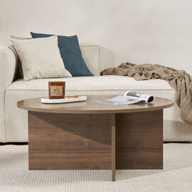 Soleva Round Wooden Coffee Table in Walnut